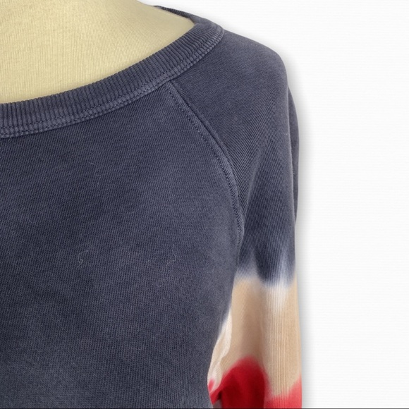 DAYDREAMER Flying V Tie Dye Varsity Crew Sweatshirt In Black Combo size XS - Picture 6 of 12